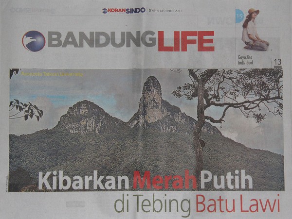 Ekspedisi Astacala Facing Giant Rock di Koran Sindo 1 (Buka Gambar pada Tautan Baru untuk Diperbesar)